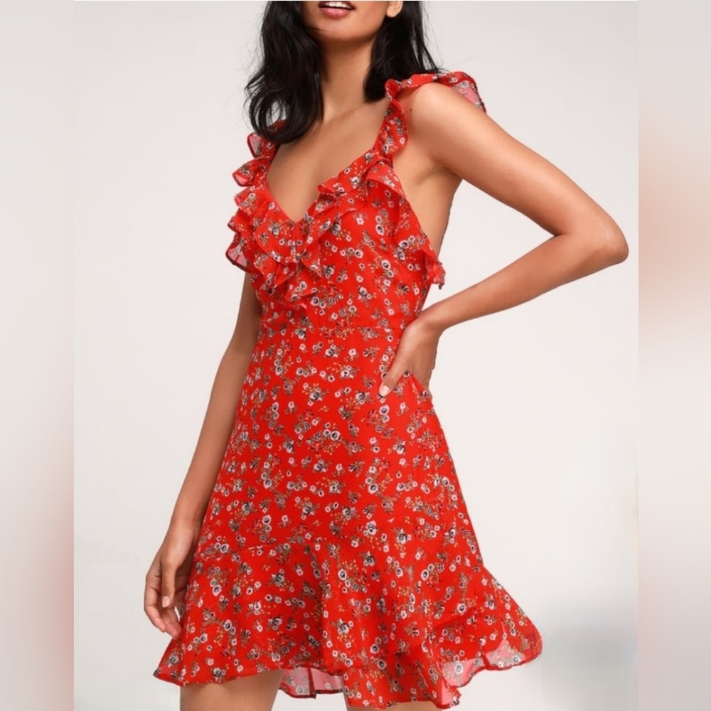 LuLu's | Passionate Petals in Tomato Red Floral Print size Medium